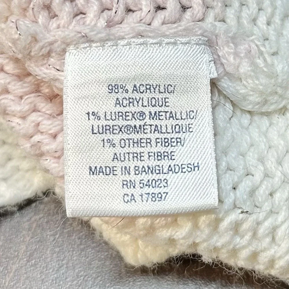 Old Navy Baby Girls Hooded Sweater Pink White Striped Tunic 6-12 Months Y2K